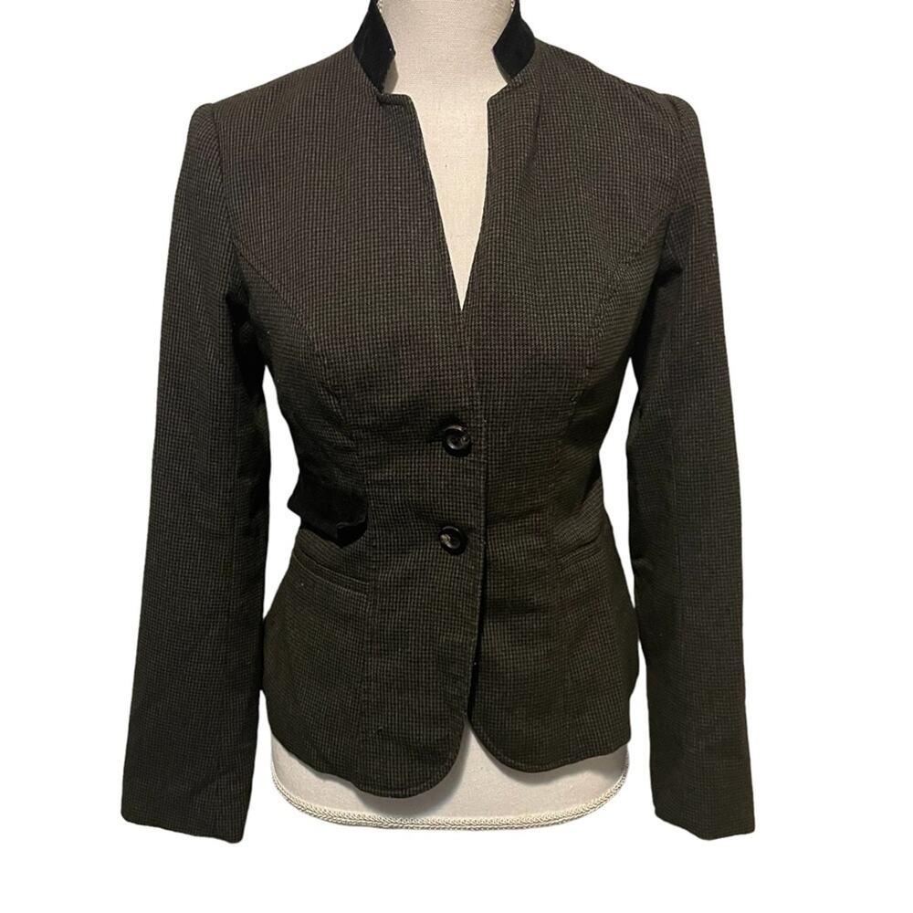 Merona Black and Grey Houndstooth Blazer with Elbow Patches Ladies Size XS